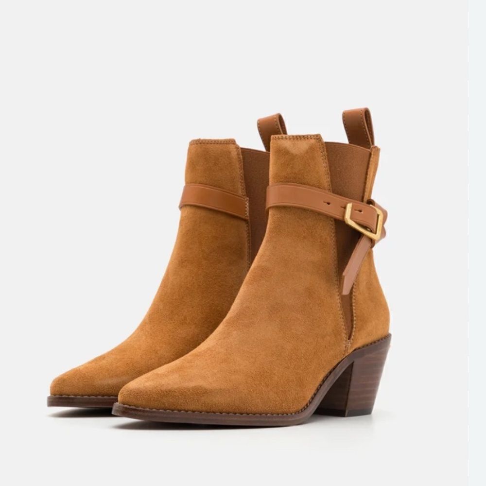 Zadig & Voltaire Tyler Suede pointed toe Western heeled Ankle Bootie FR 39/US 8